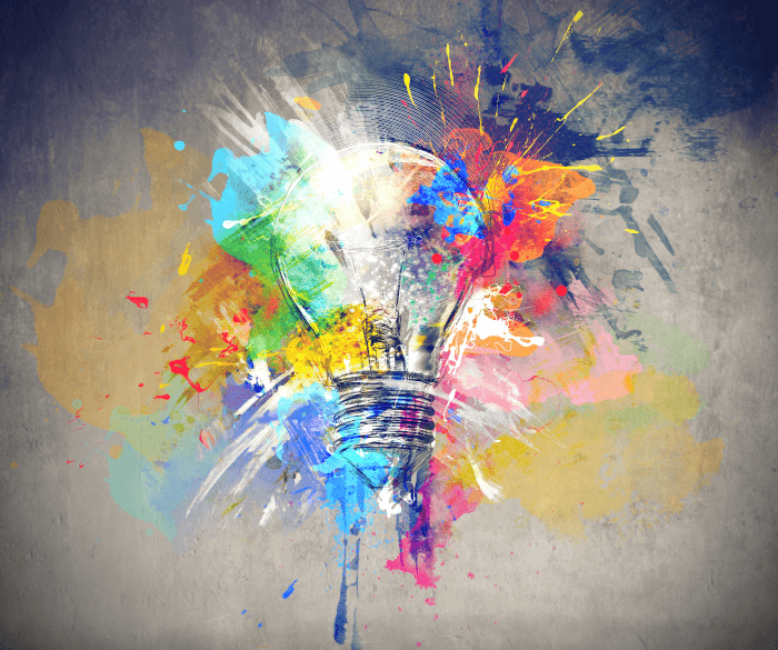 Colourful paintsplash lightbulb